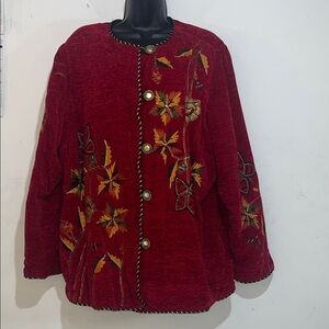 Maggie Barnes Fall Harvest Crushed Rayon Sweater Jacket Size 1X